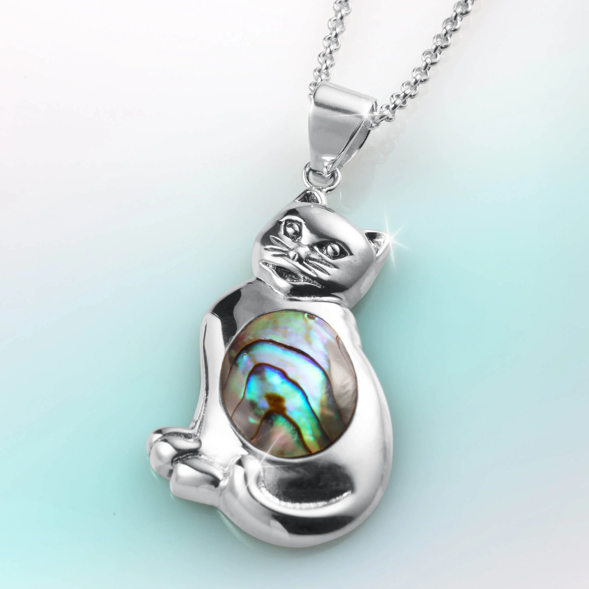 Abalone Cat Pendant - Image 2