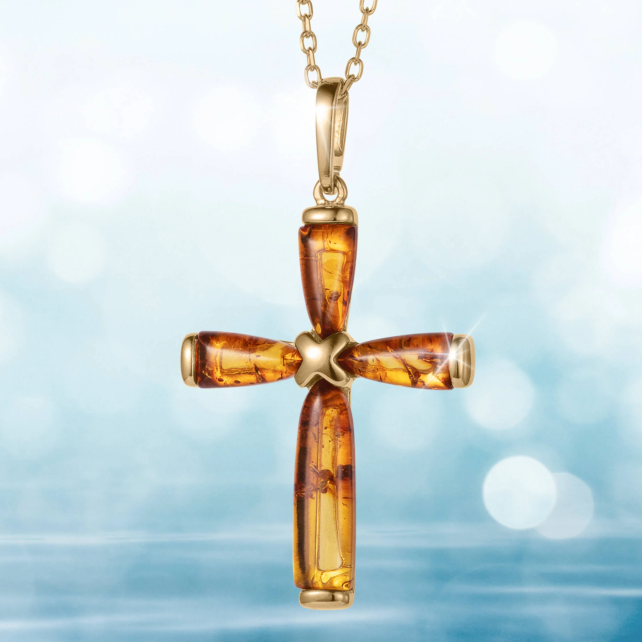Amber Spirit Cross Pendant - Image 2