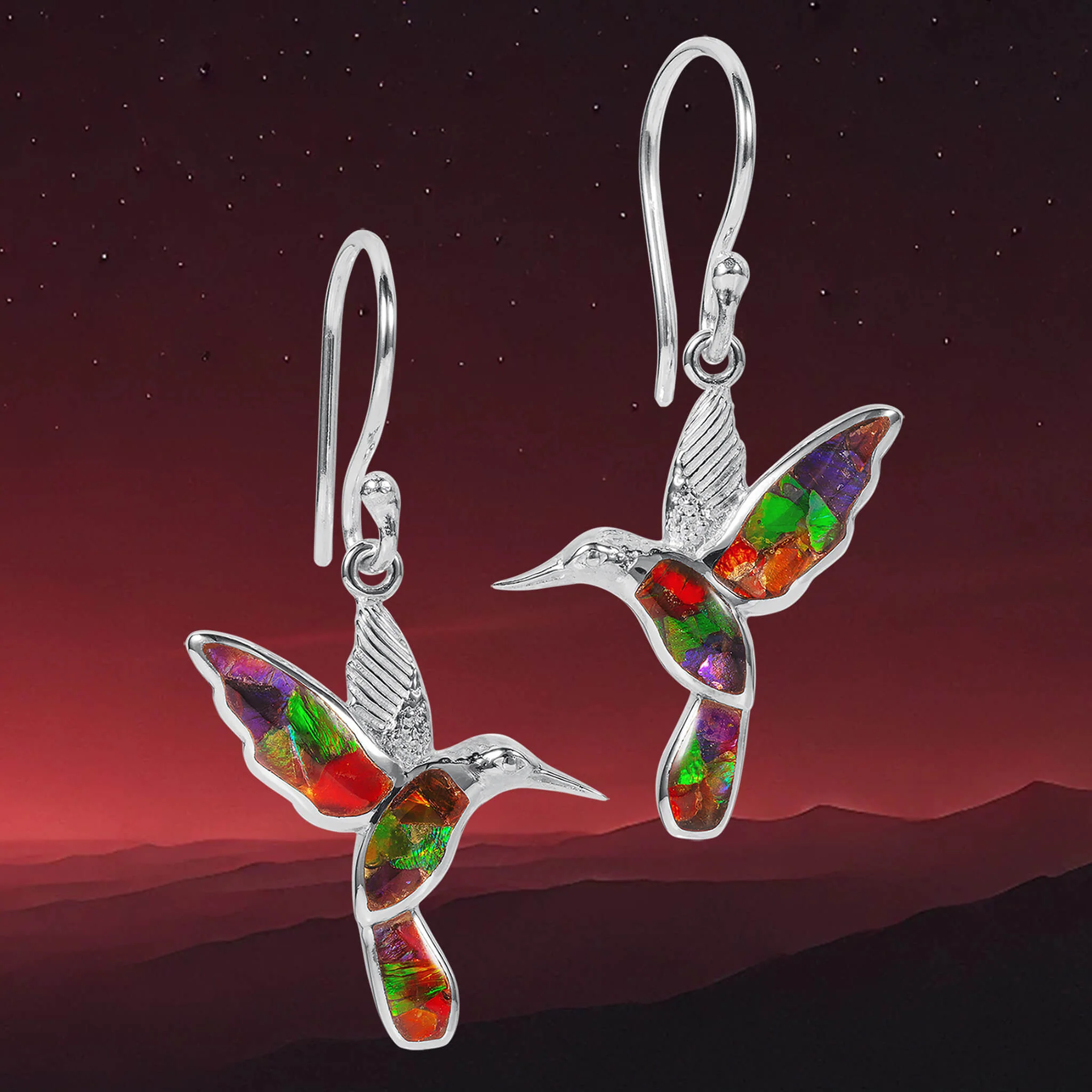 Ammolite Hummingbird Earrings - Image 2