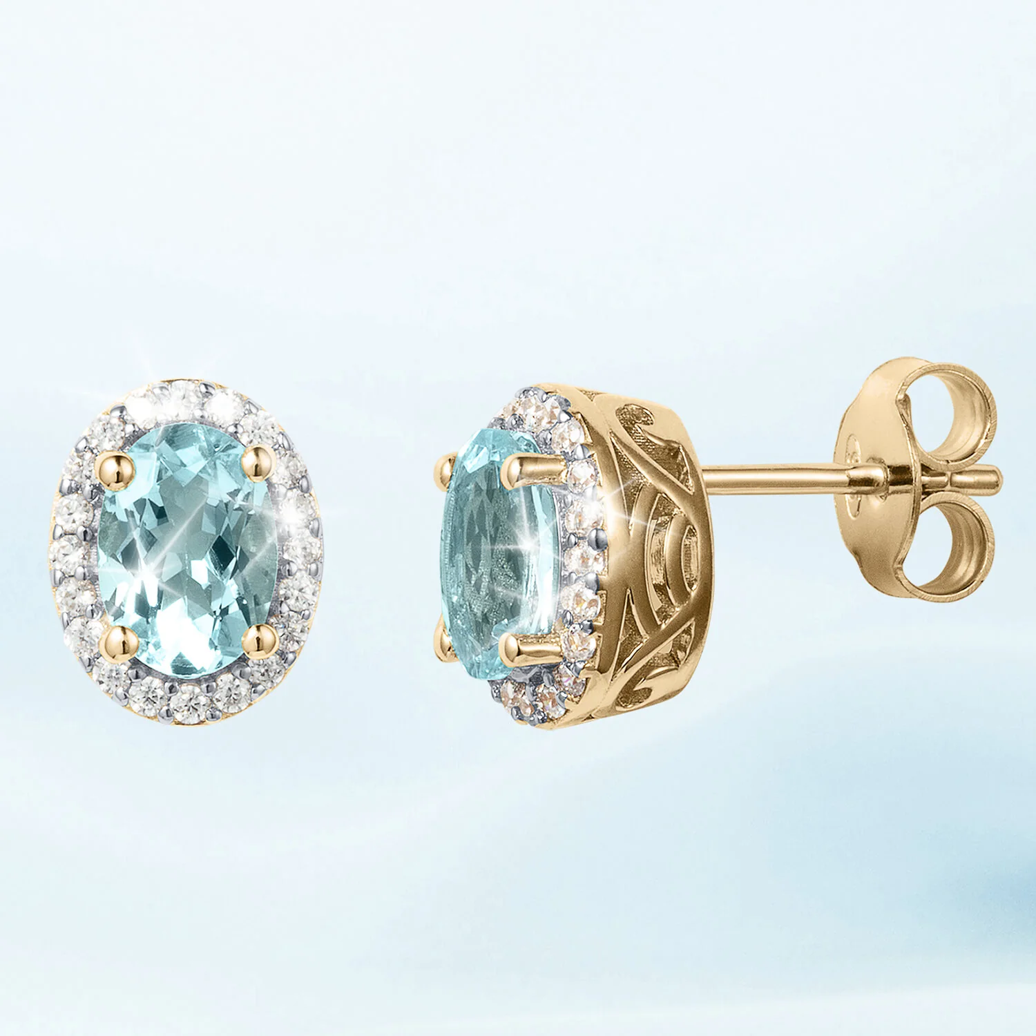 Aqua Halo Earrings - Image 2