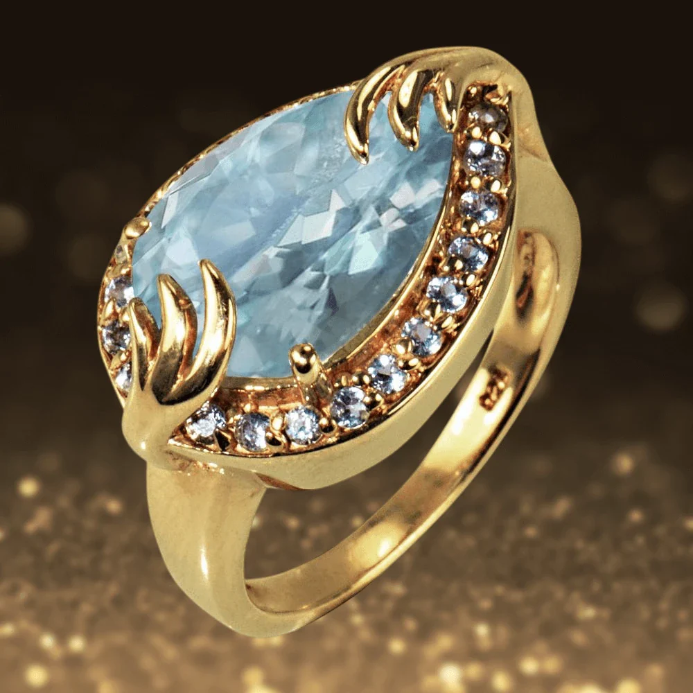Aqua Pear Ring - Image 2