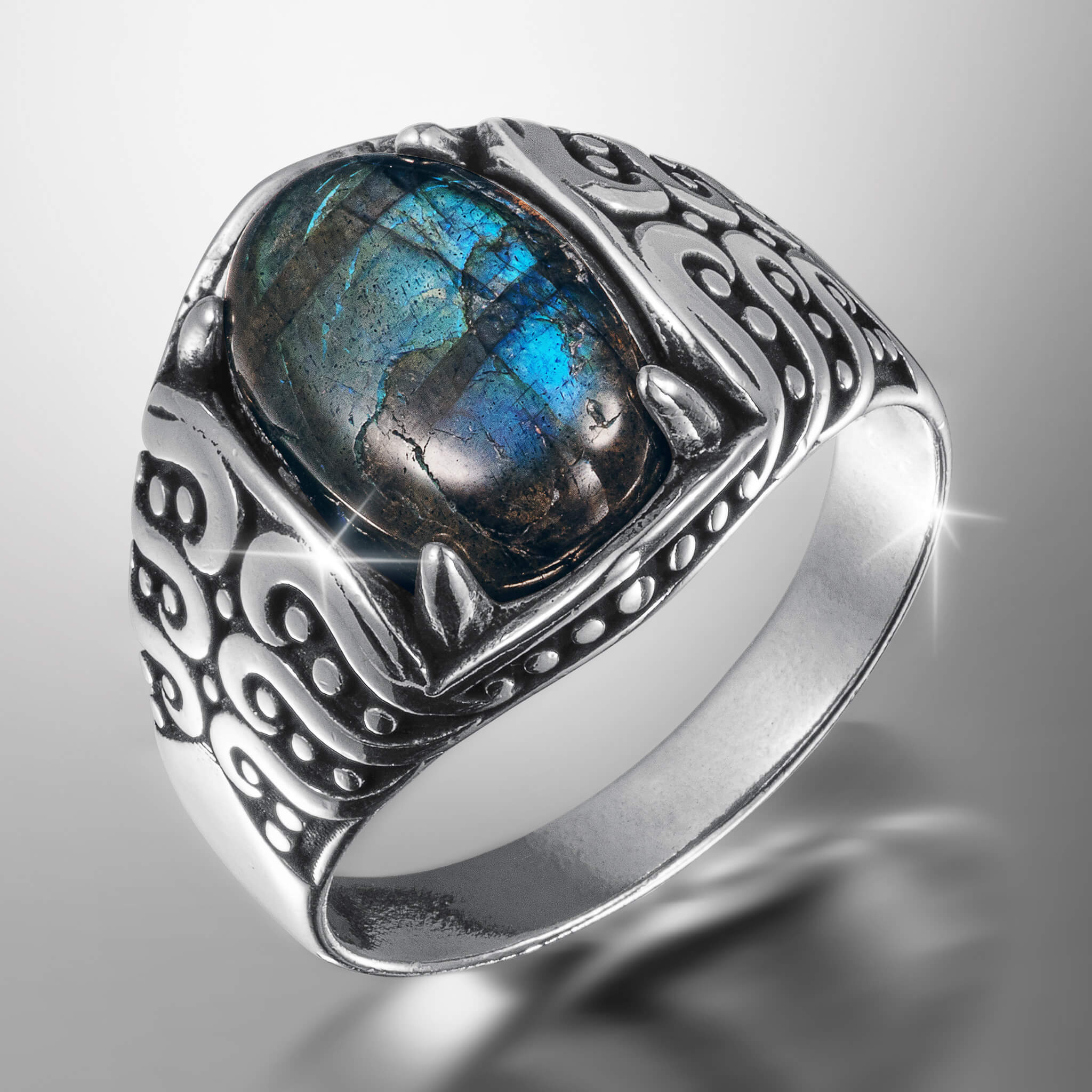 Arctic Edge Labradorite Men's Ring - Image 2