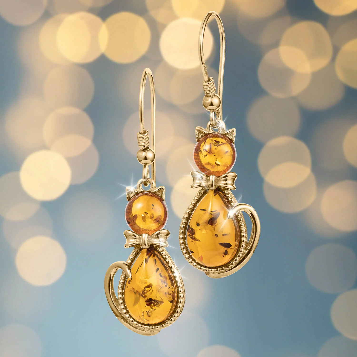 Baltic Amber Feline Earrings - Image 2