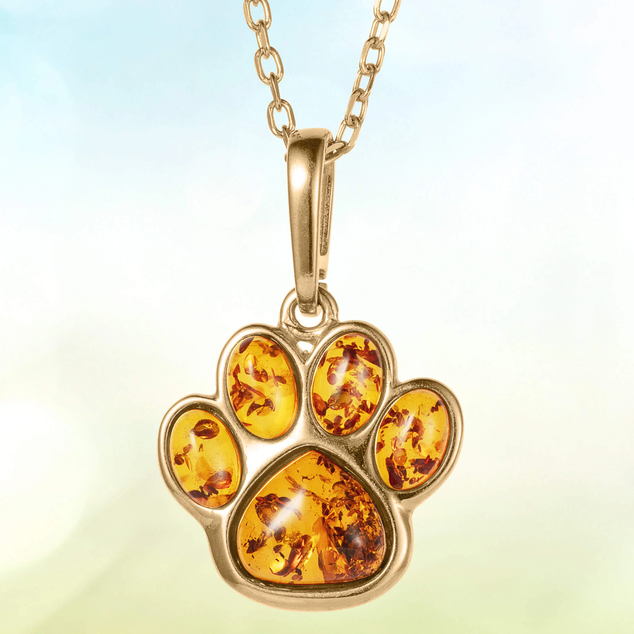 Baltic Amber Golden Paw Pendant - Image 2