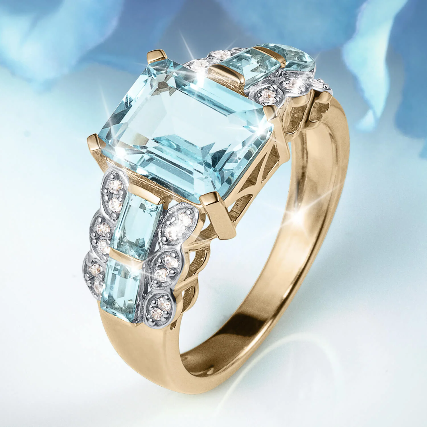 Blue Topaz Spray Ring - Image 2