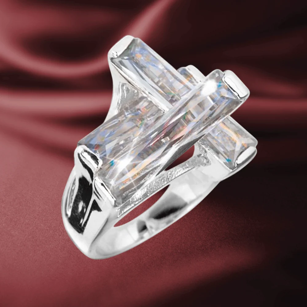 Contemporary Cross Ring Clear - Image 2