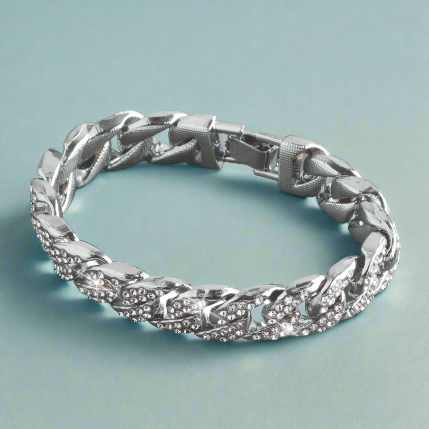 Logan Curb Rhodium Bracelet - Image 2