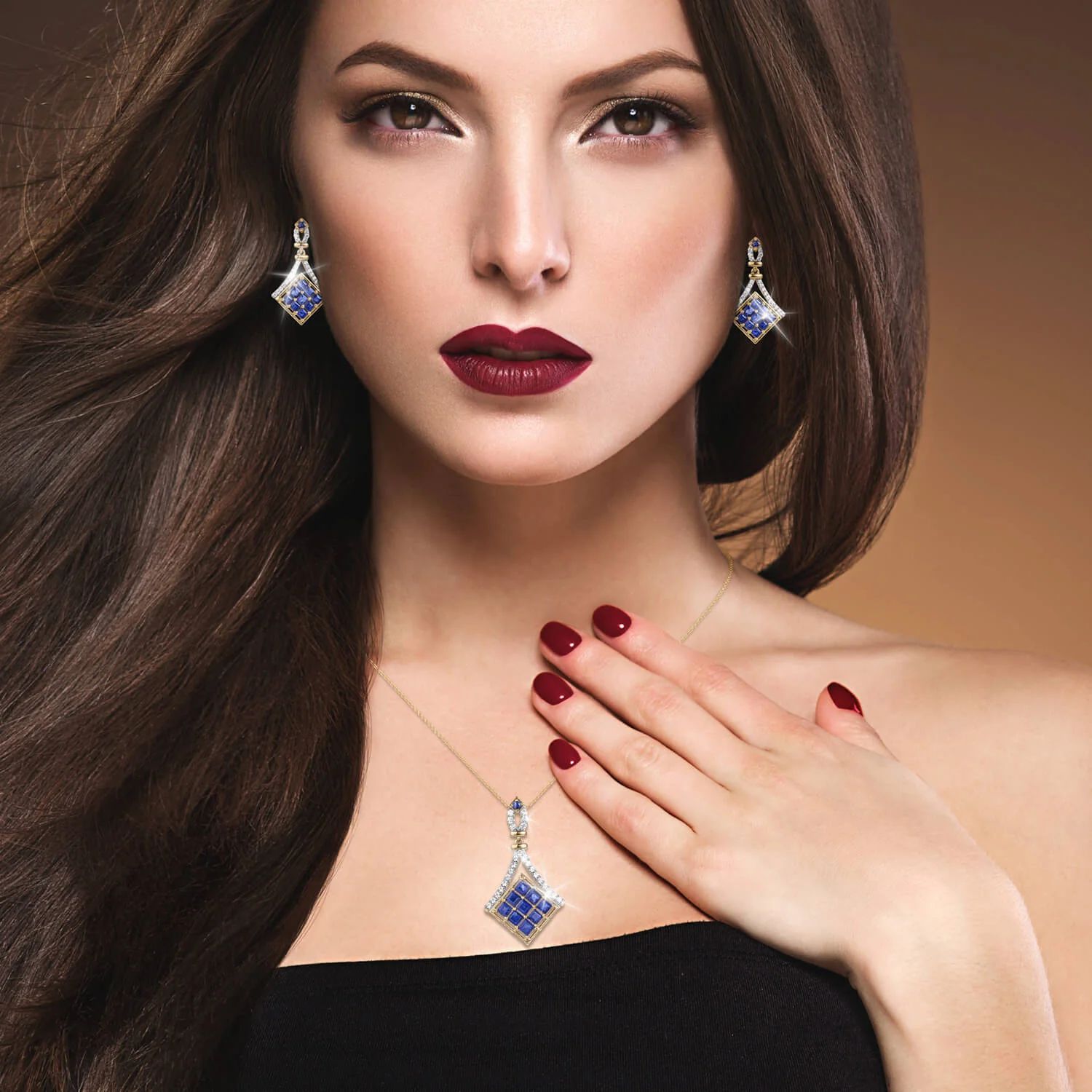 Deco Sapphire Earrings - Image 2