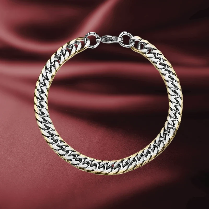 Double Curb Gold Edged Bracelet - Image 2