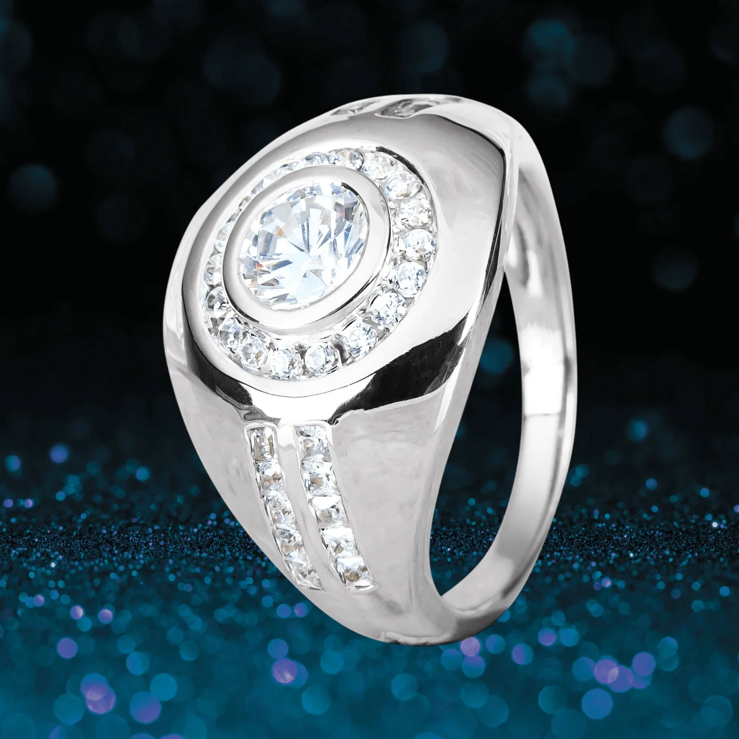 Echo Men's Rhodium Ring - Image 2