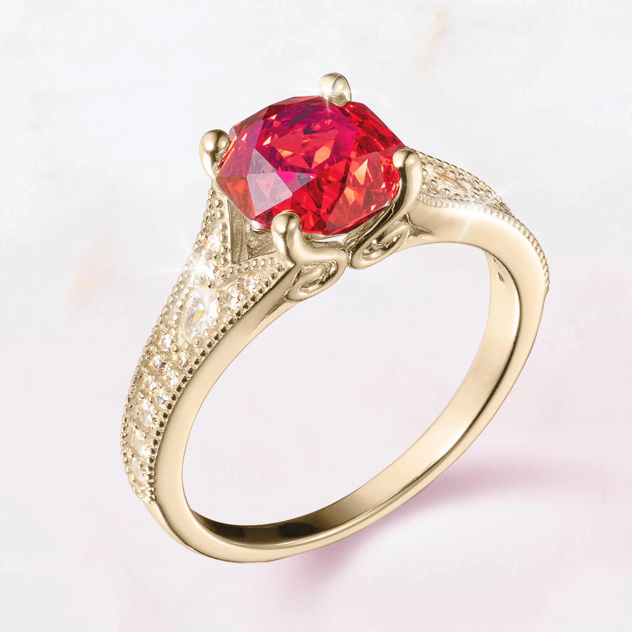Enchanted Rose Red Ladies Ring - Image 2