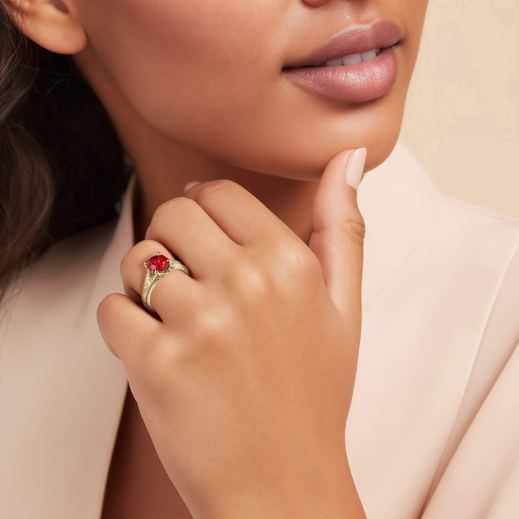 Enchanted Rose Red Ladies Ring - Image 3