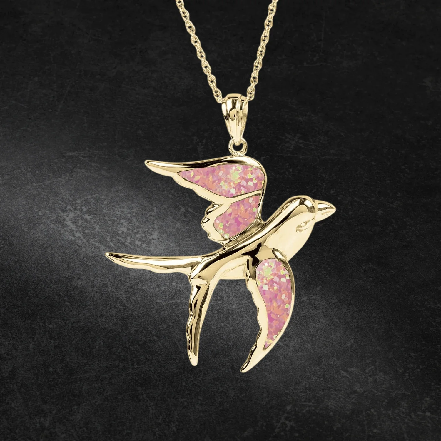 Flying Swallow Yellow Gold Pendant - Image 2