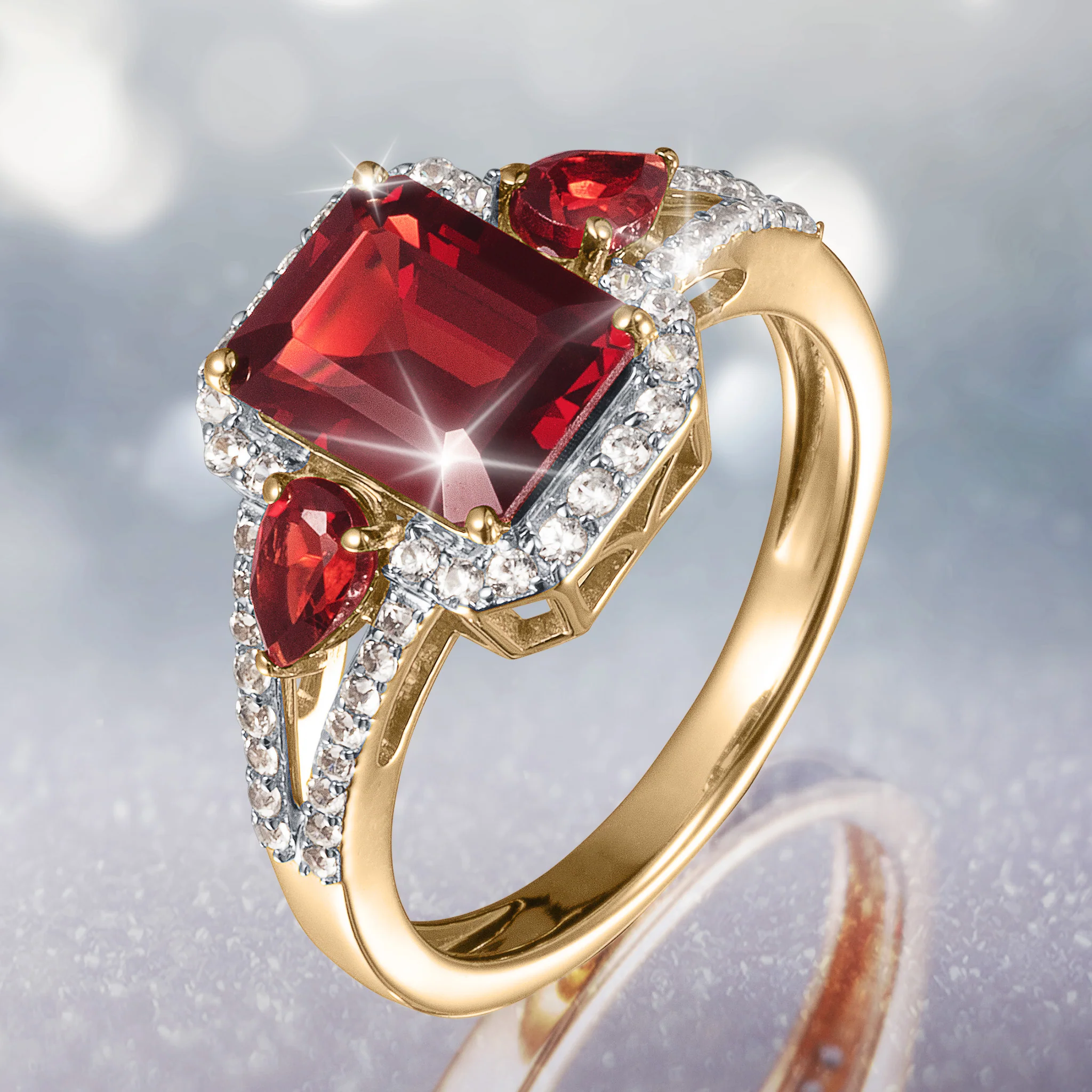 Garnet Embrace Ladies Ring - Image 2