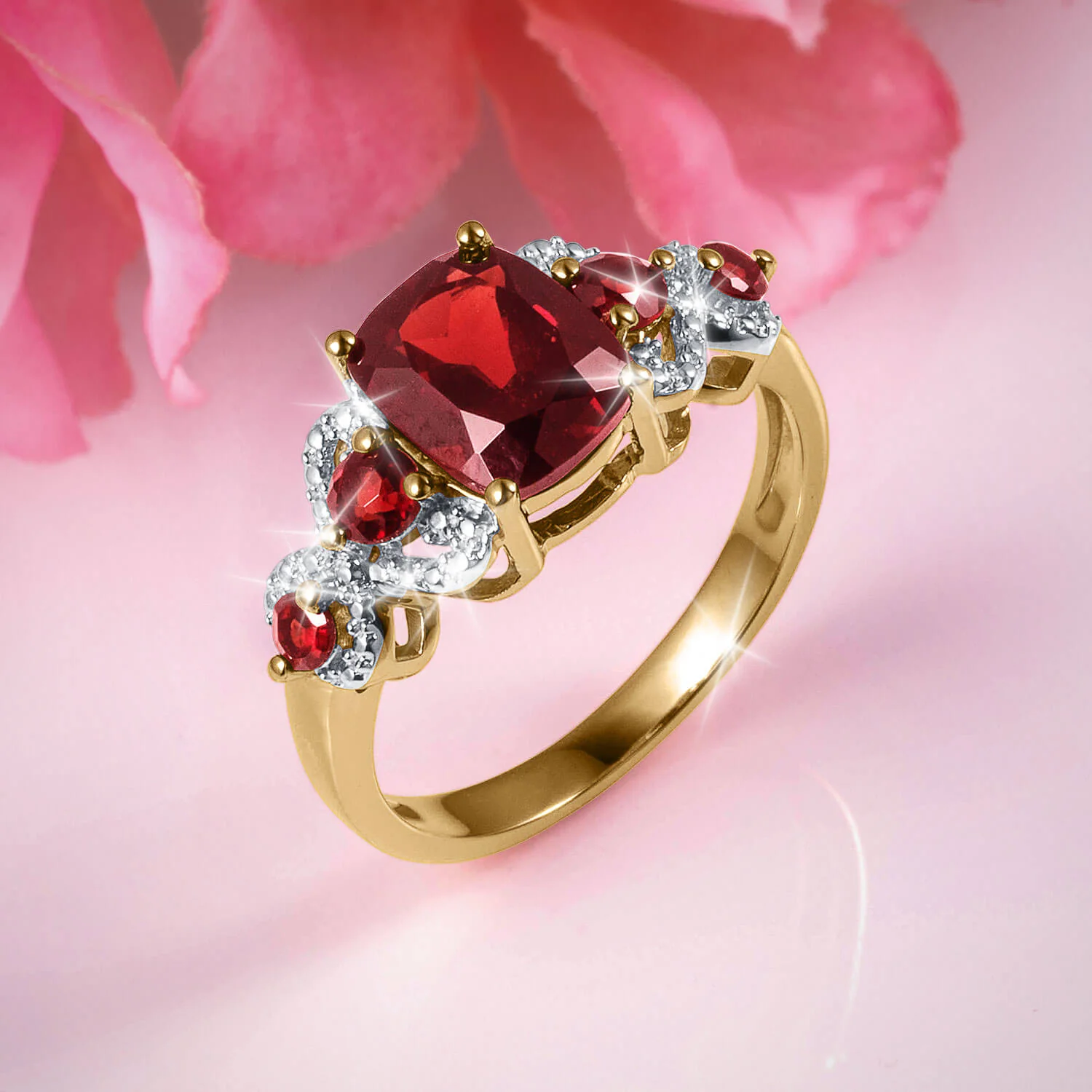 Garnet Twist Ladies Ring - Image 2