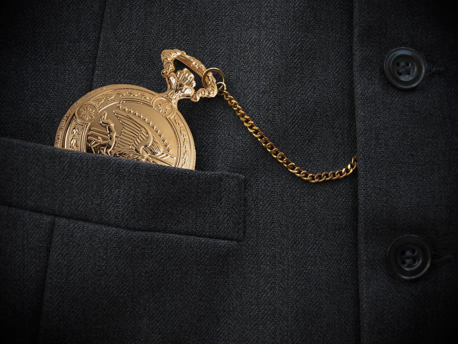 Golden Flying Eagle Hunter Pocket Watch & Chain - Image 4