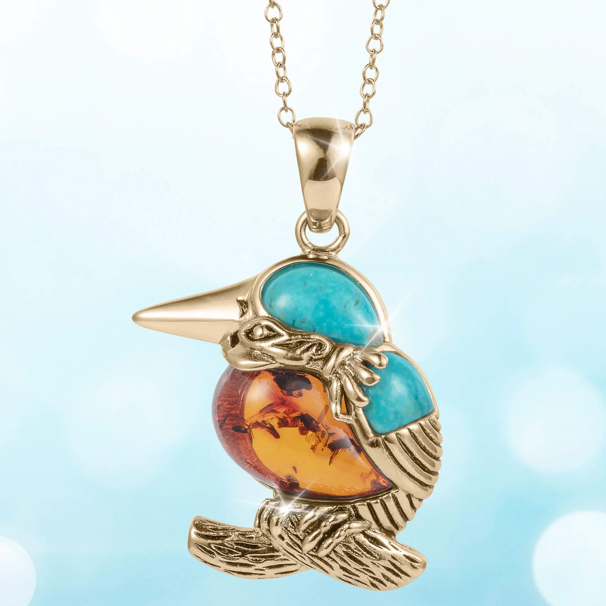 Golden Kingfisher Pendant - Image 2