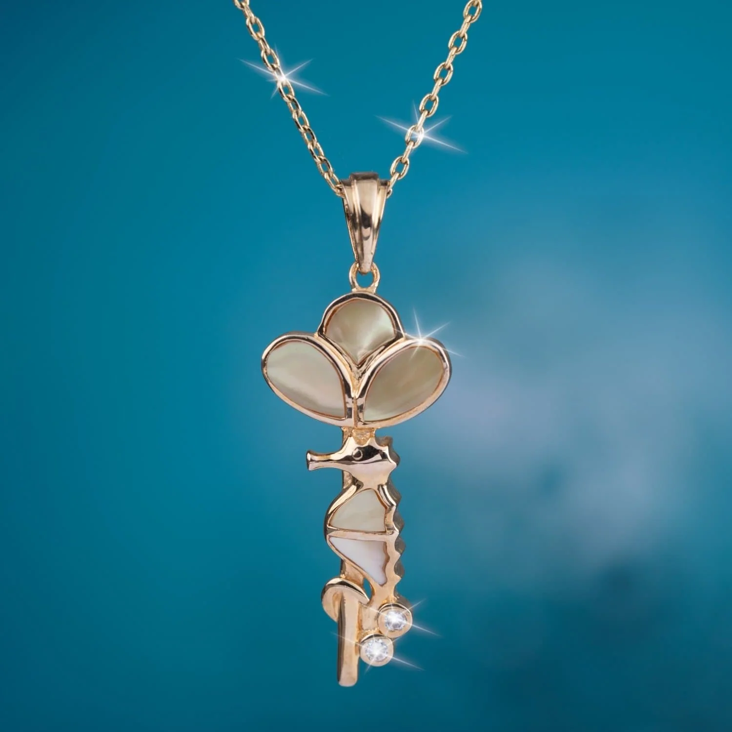 Golden Seahorse Pendant - Image 2