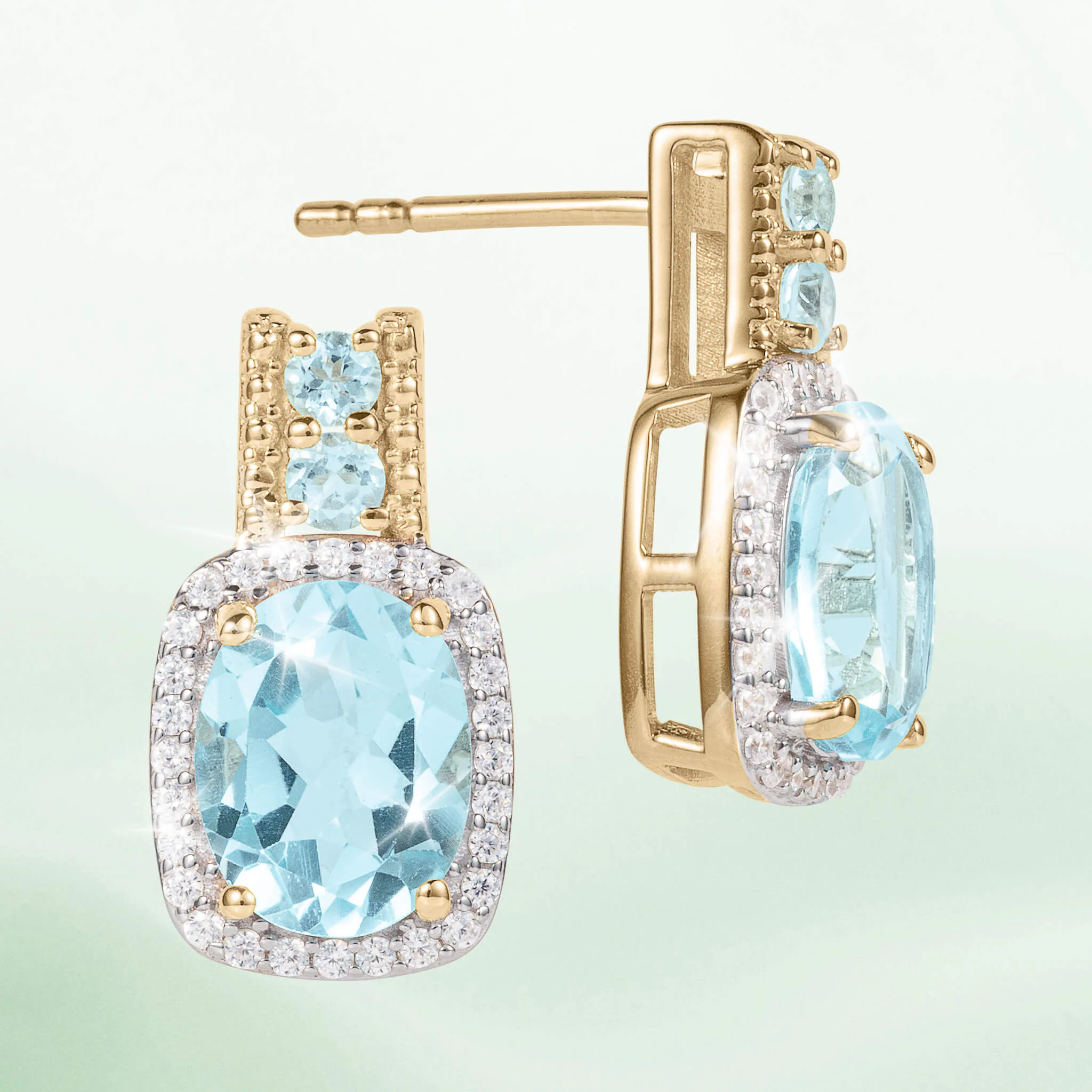 Golden Serenity Blue Topaz Earrings - Image 2