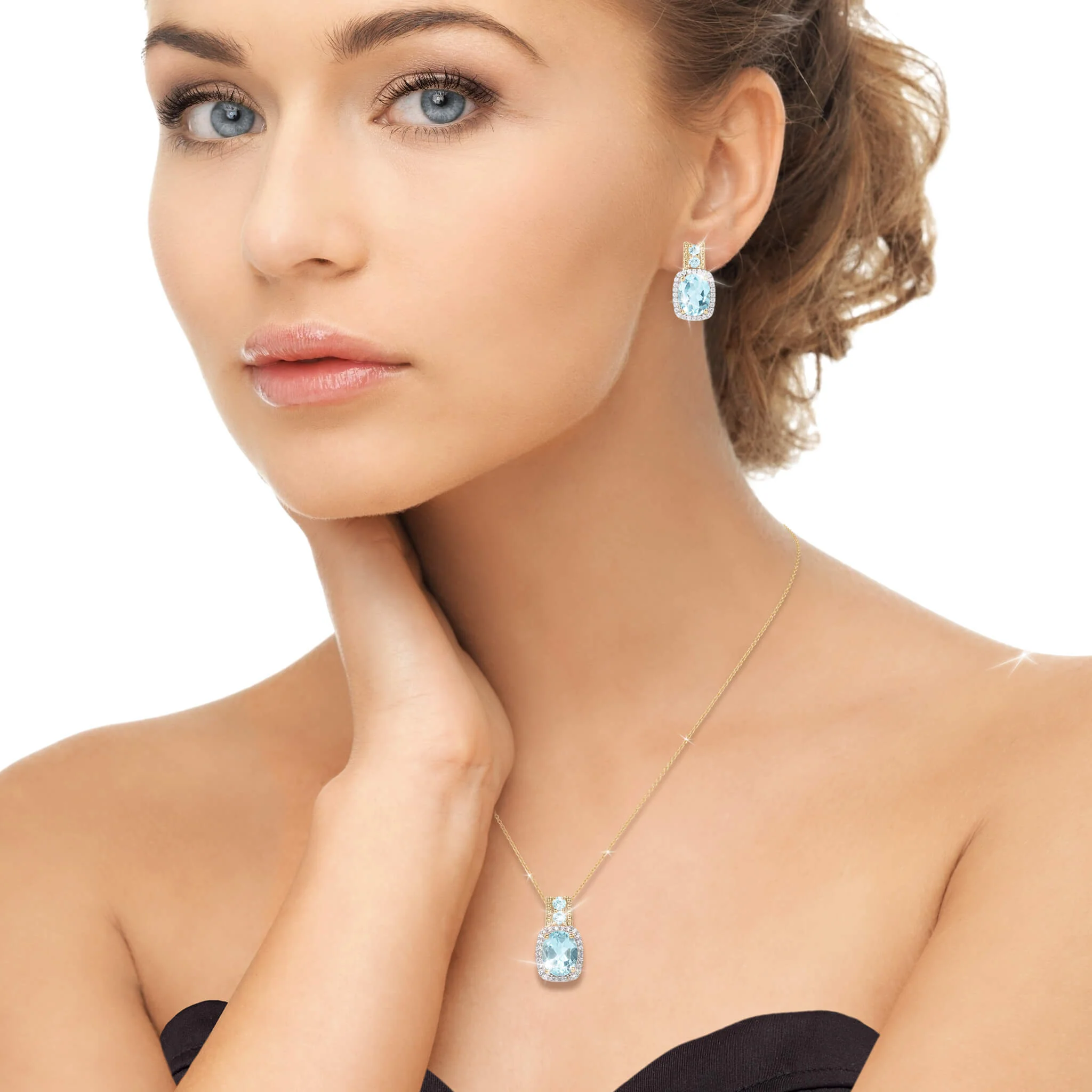 Golden Serenity Blue Topaz Earrings - Image 3