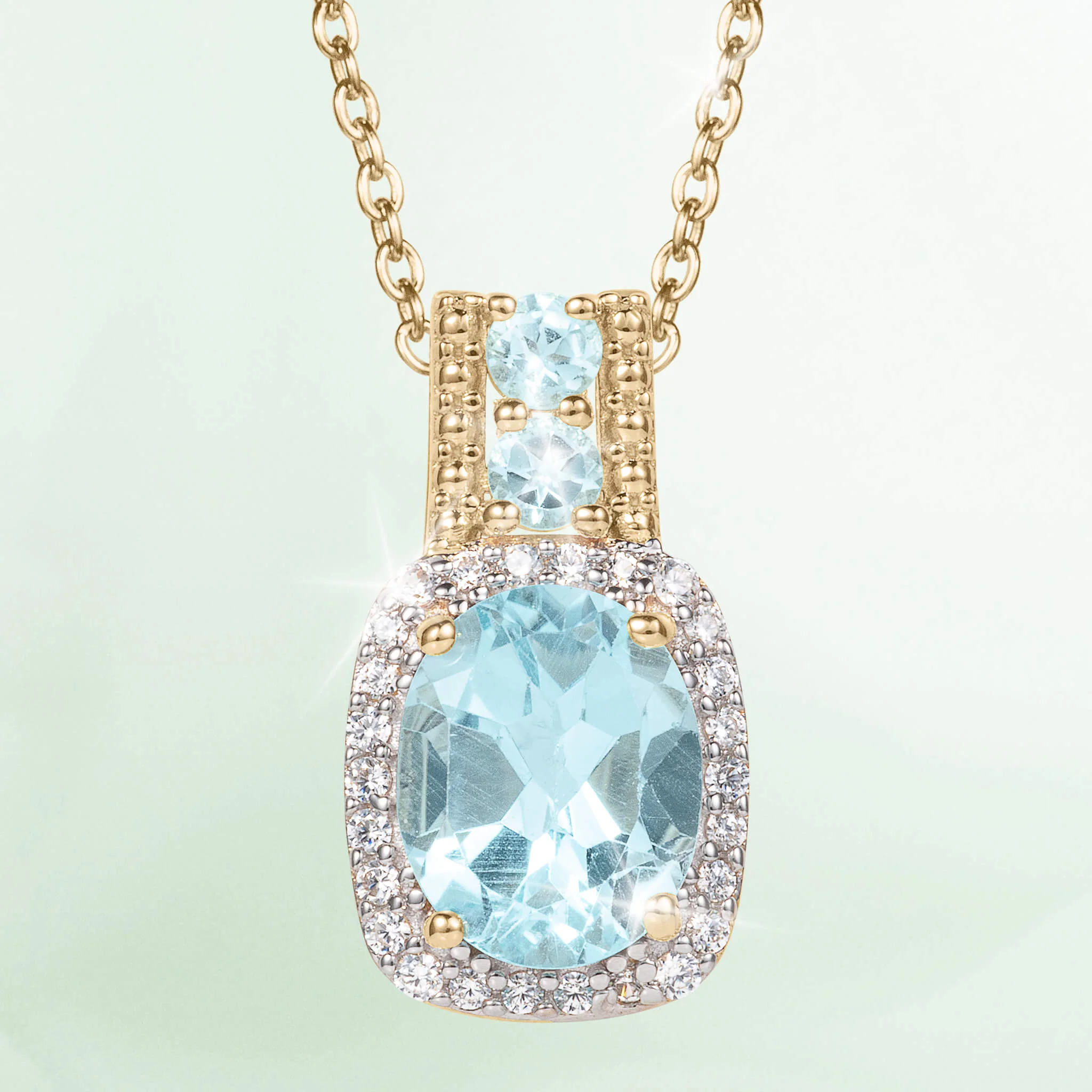 Golden Serenity Blue Topaz Pendant - Image 3