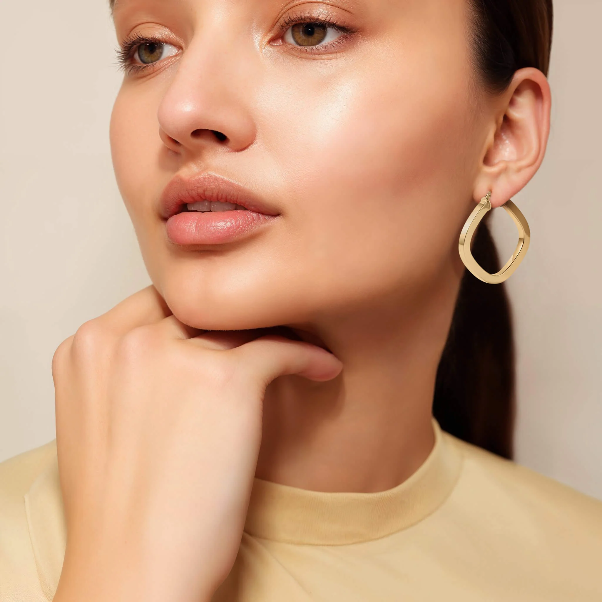 Hoopla Square Creole Earrings - Image 3