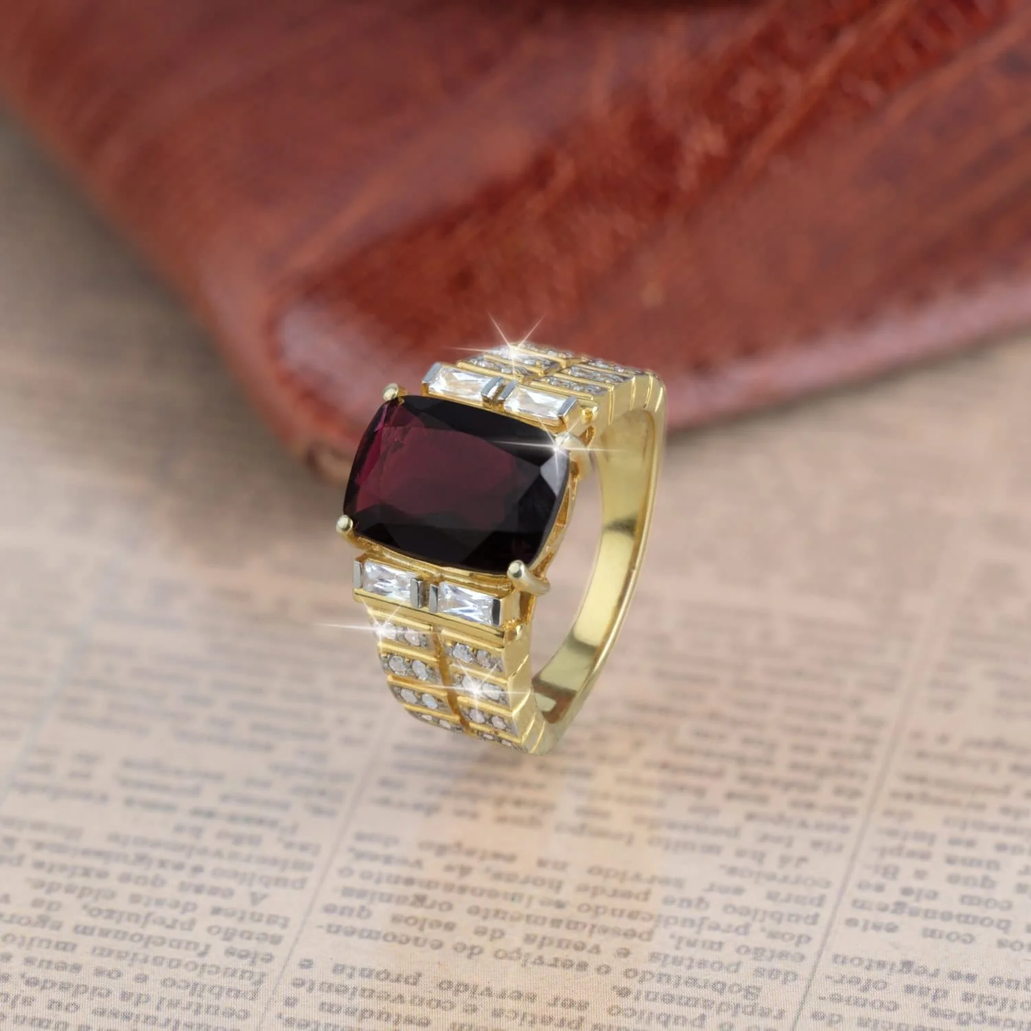 Hudson Garnet Men's Ring - Image 2