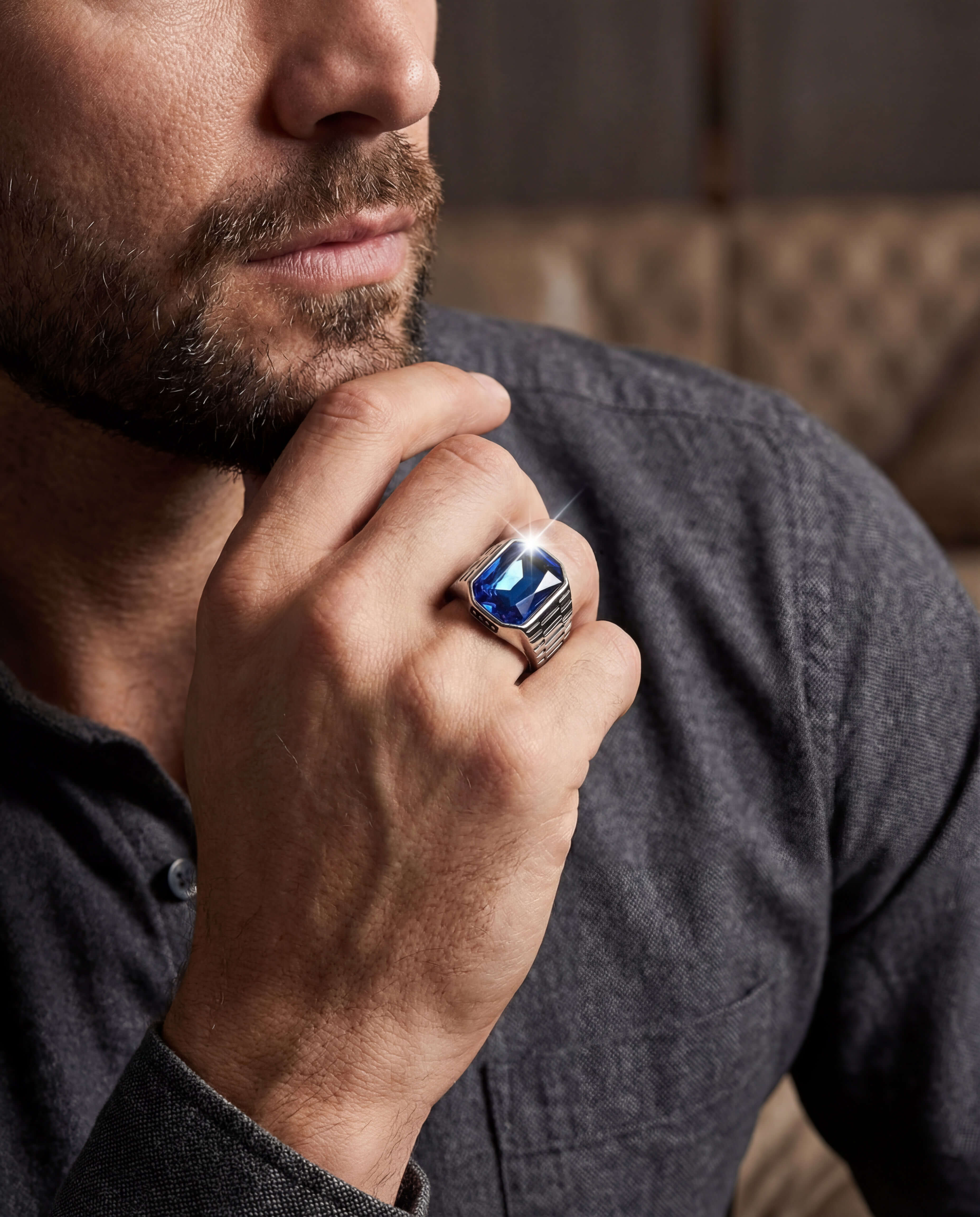 Imperial Cobalt Men's Ring - Image 3