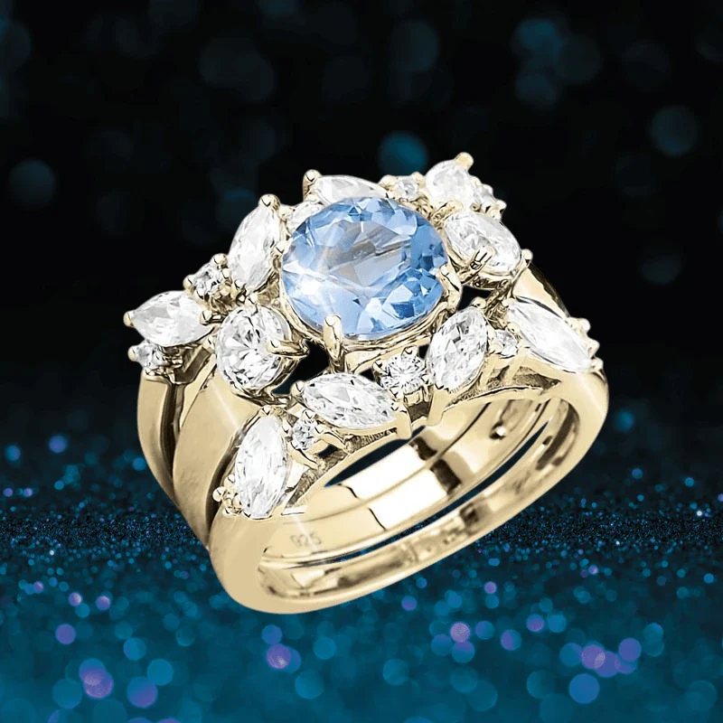 Isla Blue Topaz Trio Bridal Ring - Image 2
