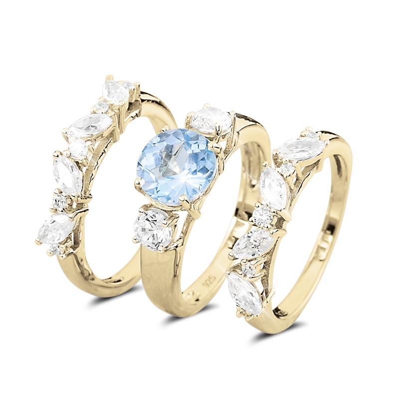 Isla Blue Topaz Trio Bridal Ring - Image 3