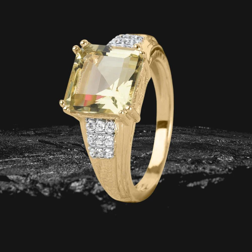 Lemon Quartz Solitaire Ring - Image 2