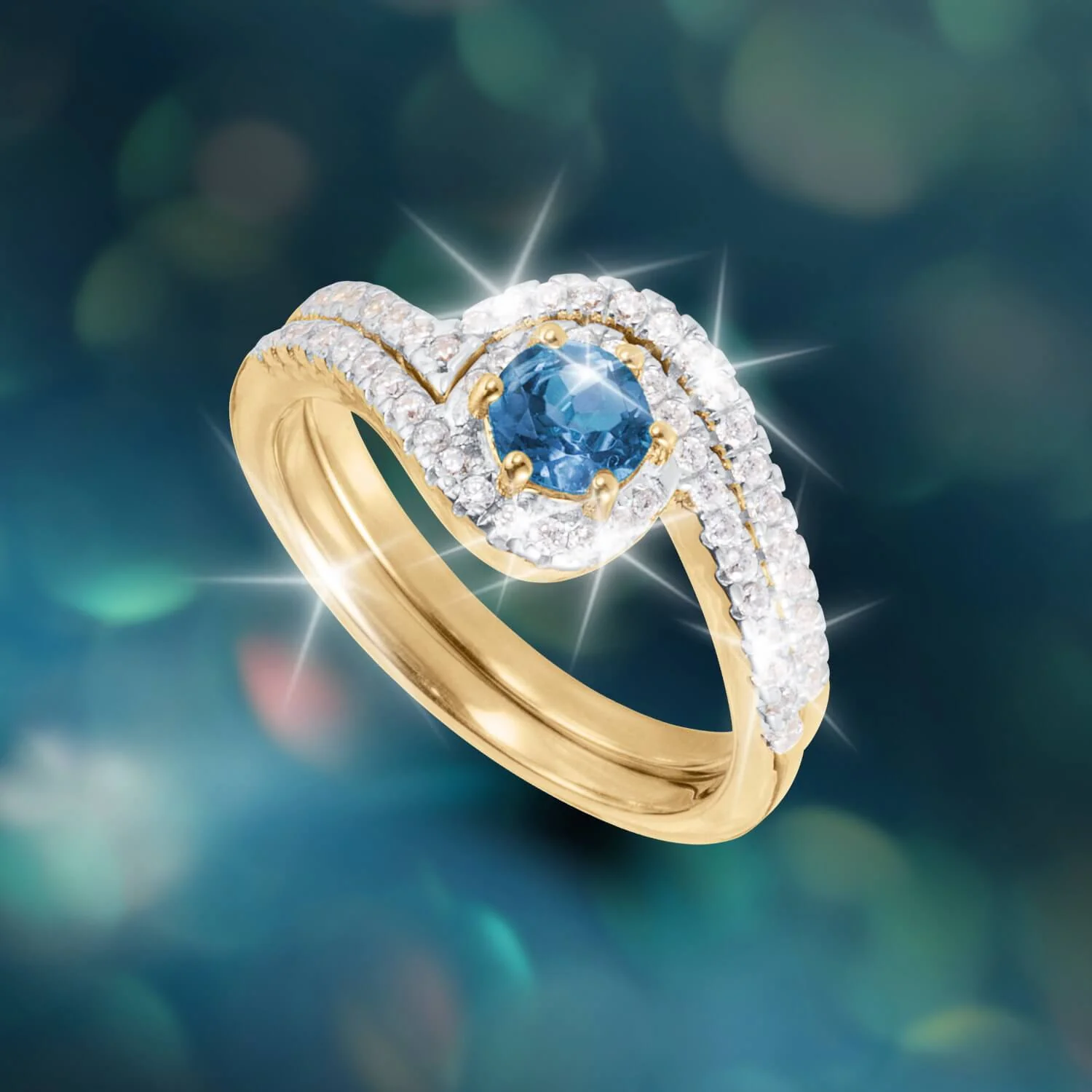 London Blue Topaz Bridal Ring - Image 2
