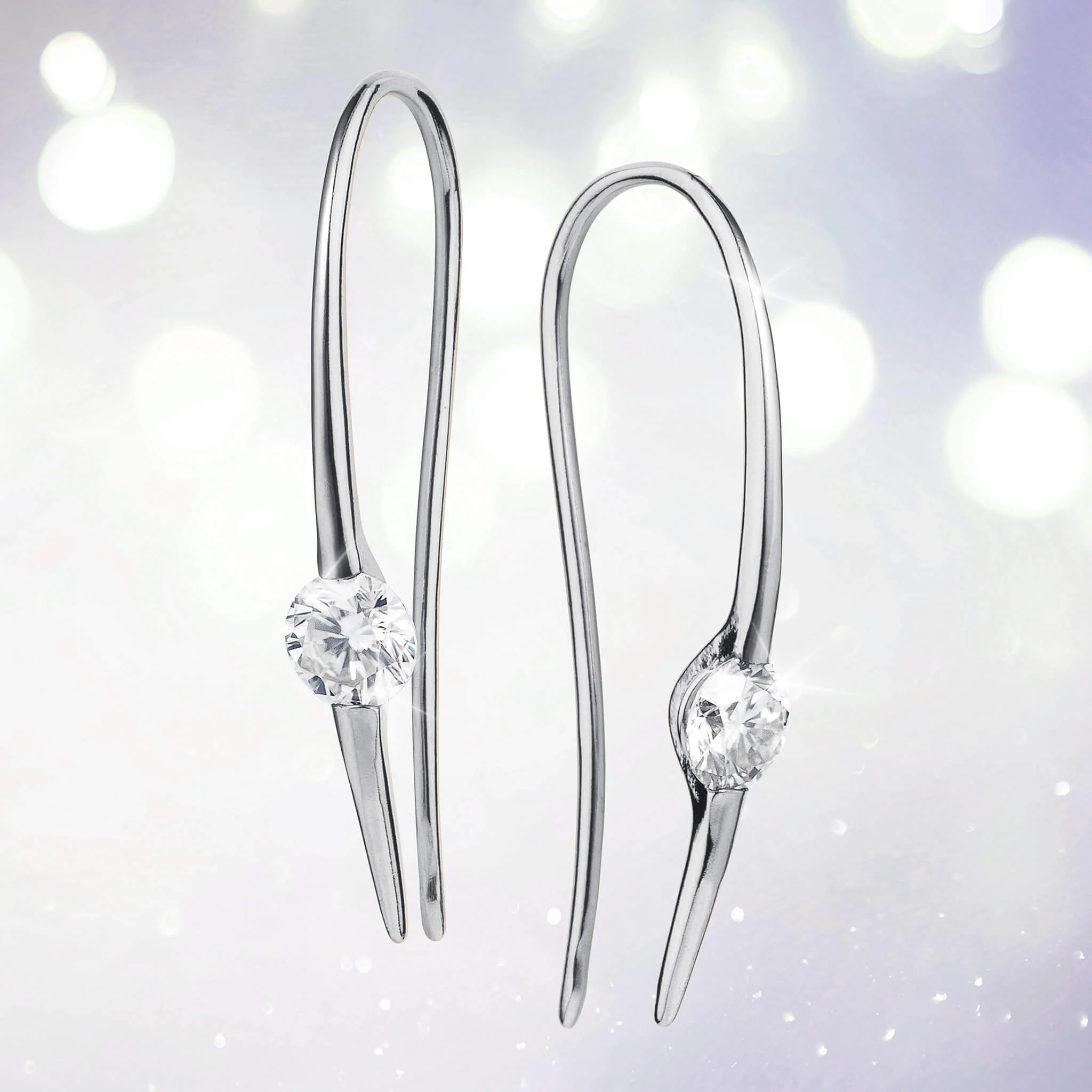 Lumnious Moissanite Silver Threader Earrings - Image 2