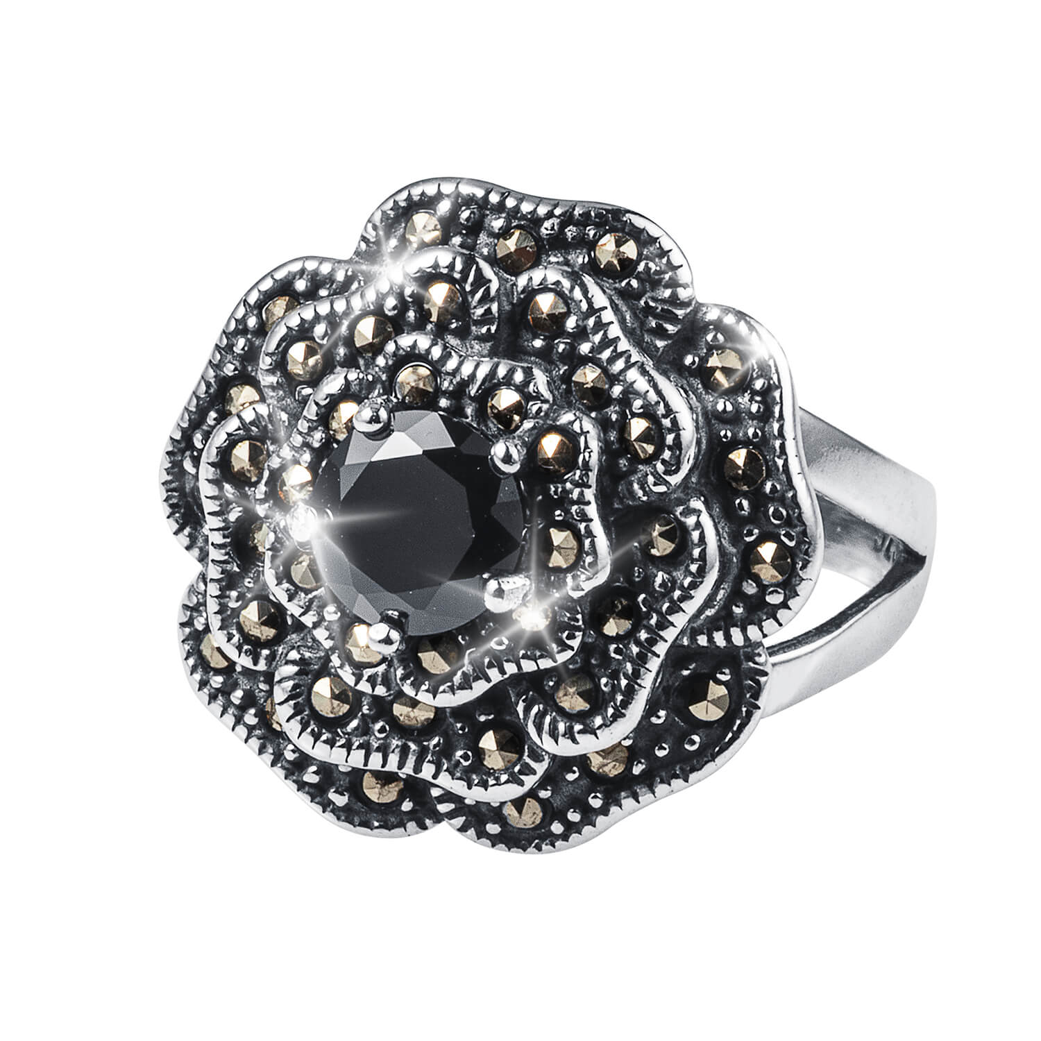 Marcasite Rose Ladies Ring