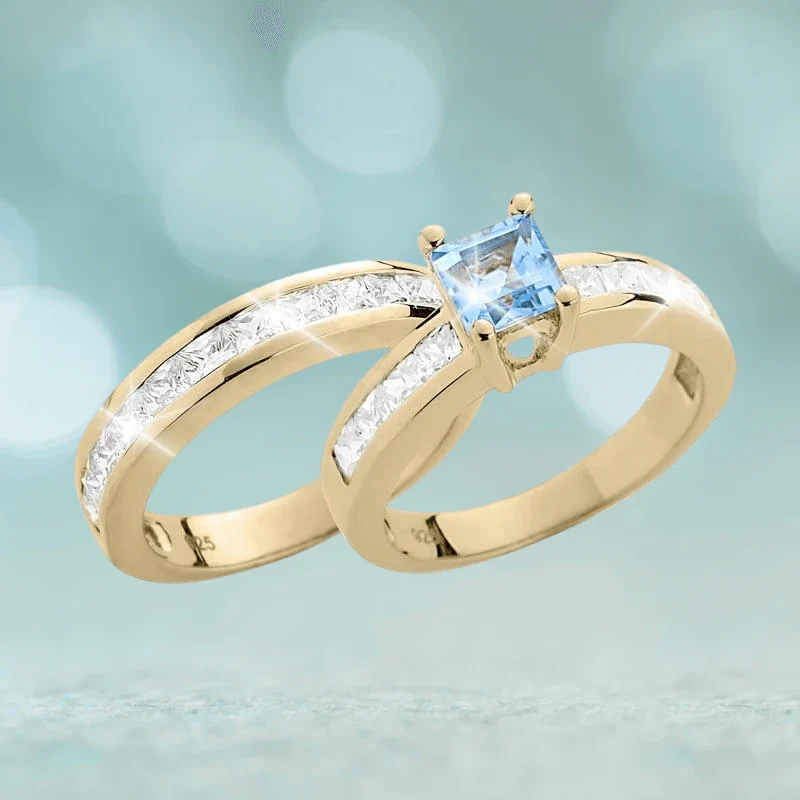 Maria Duo Blue Topaz Bridal Ring - Image 2