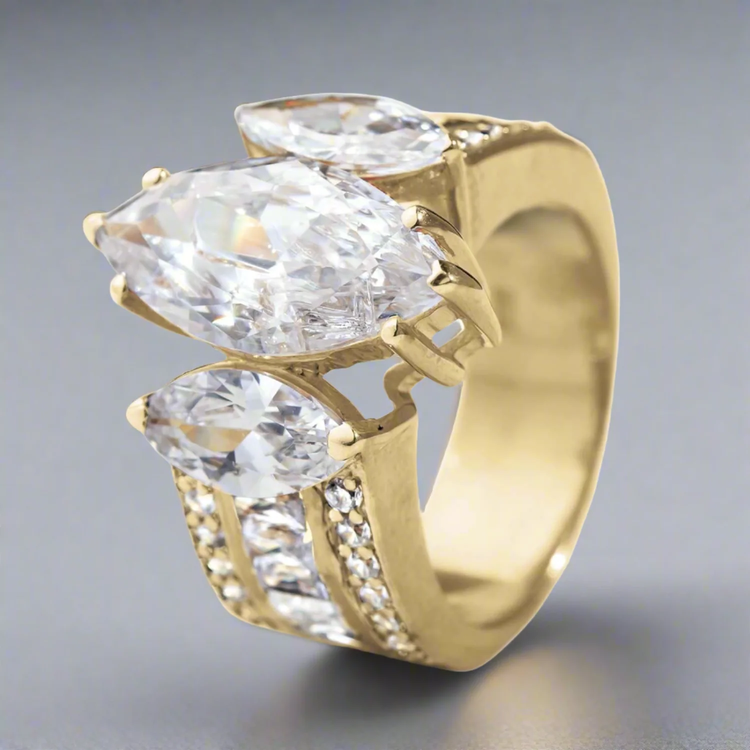 Marquise Trilogy Ring Gold - Image 2