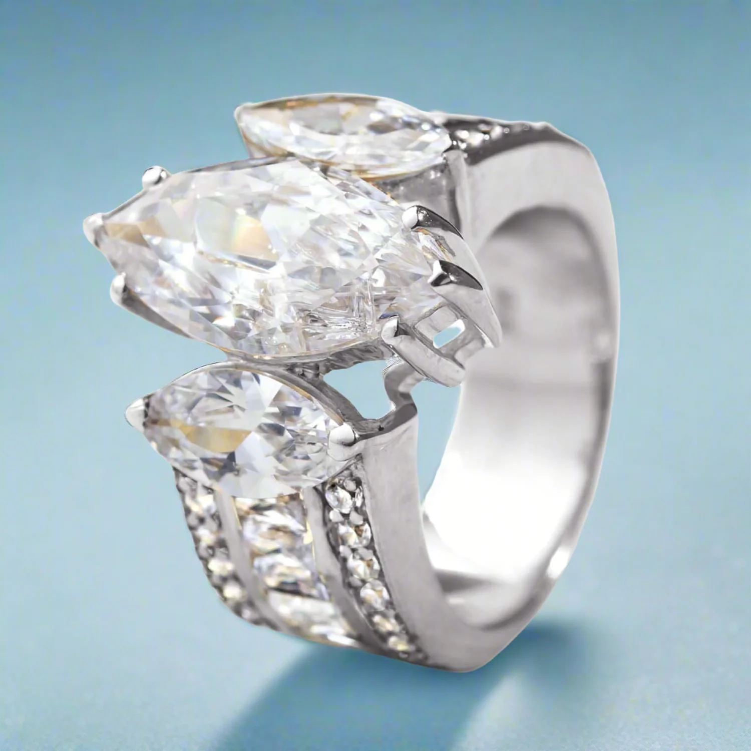 Marquise Trilogy Ring Rhodium - Image 2