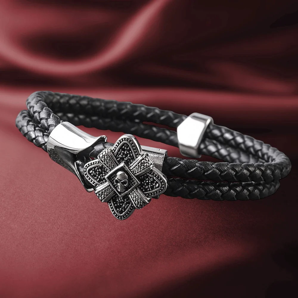 Men's Midnight Skull Steel Bracelet - Image 2
