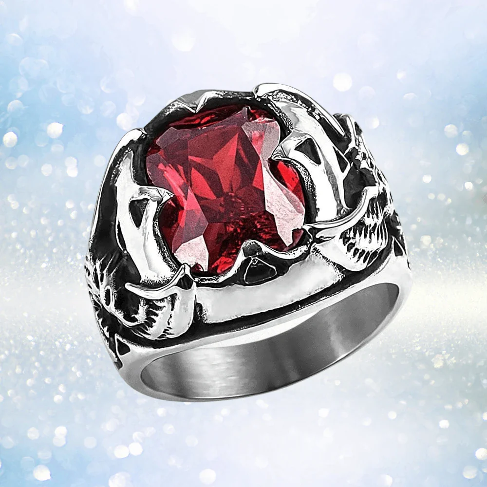 Men's Red Eagle Stone Ring - Image 2