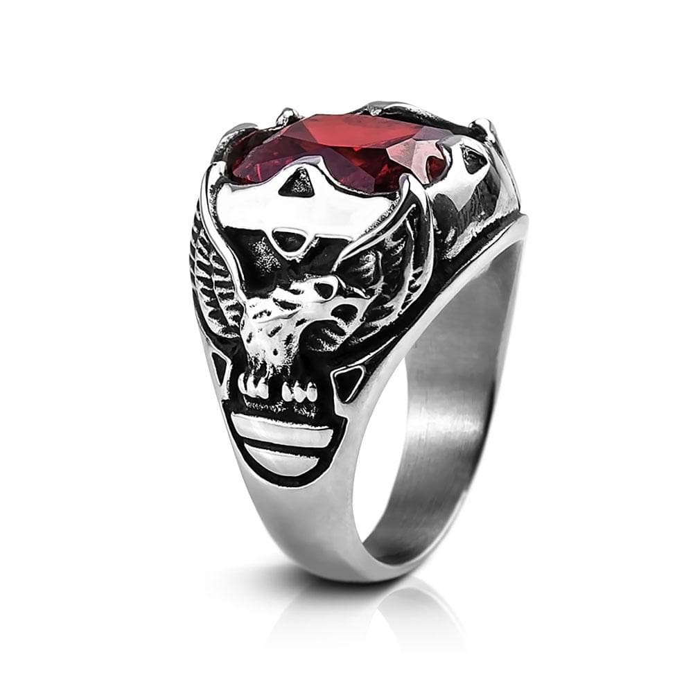 Men's Red Eagle Stone Ring - Image 3