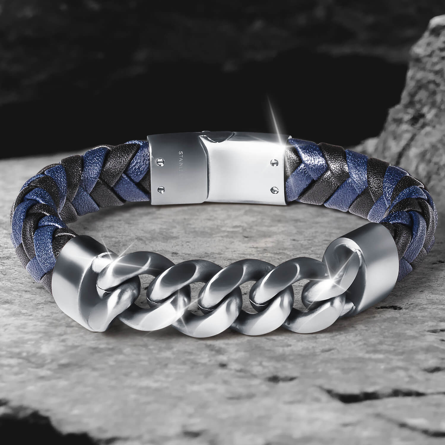Midnight Leather Men's Bracelet - Image 2