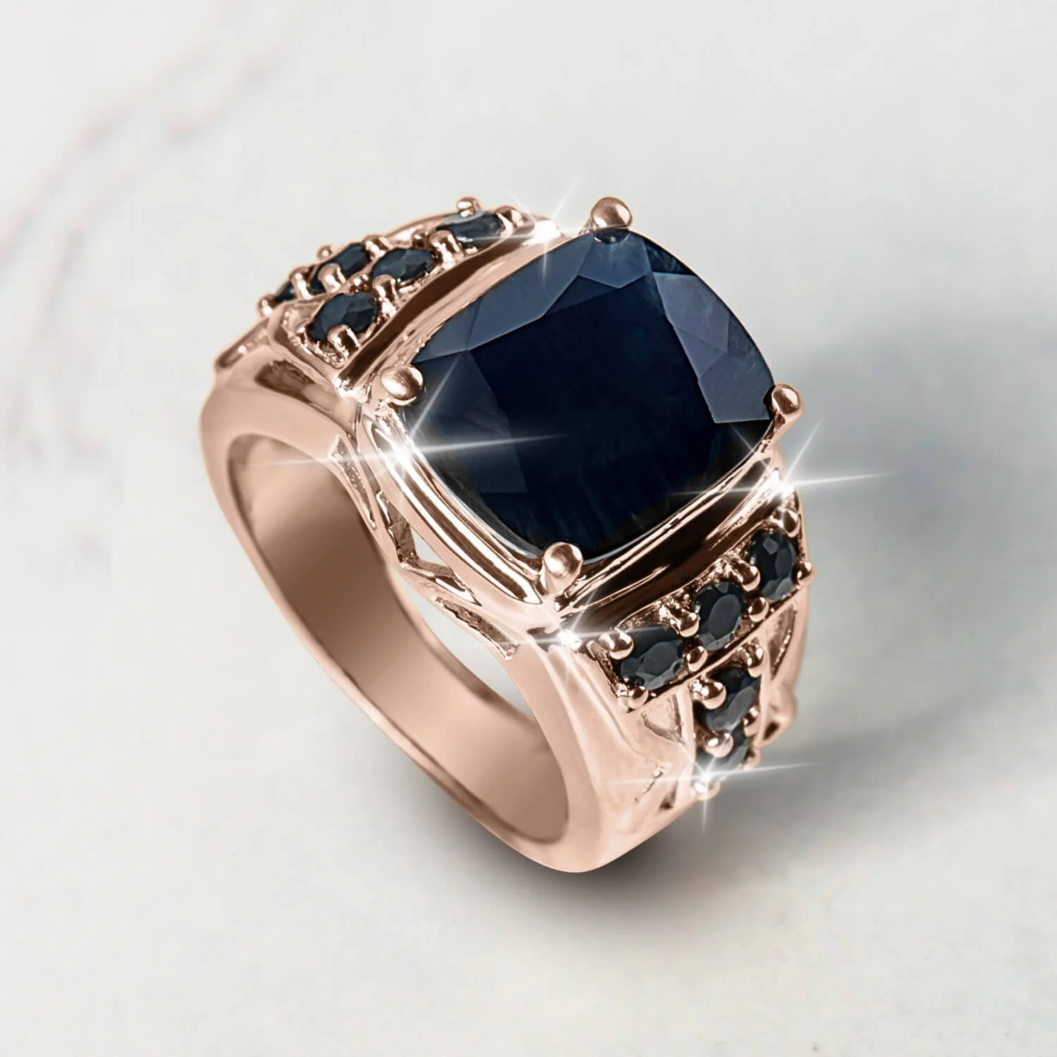 Midnight Sapphire Rose Men's Ring - Image 2