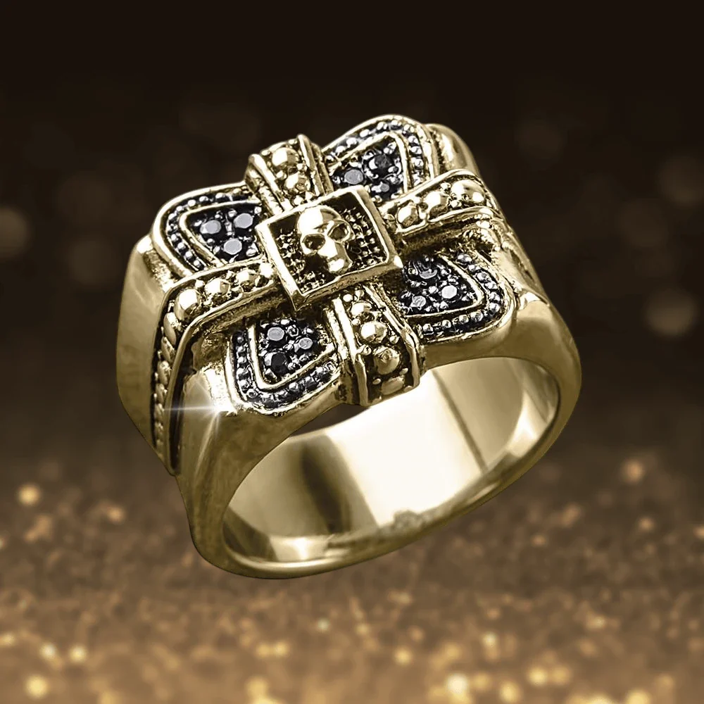 Midnight Skull Gold Fused Ring - Image 2