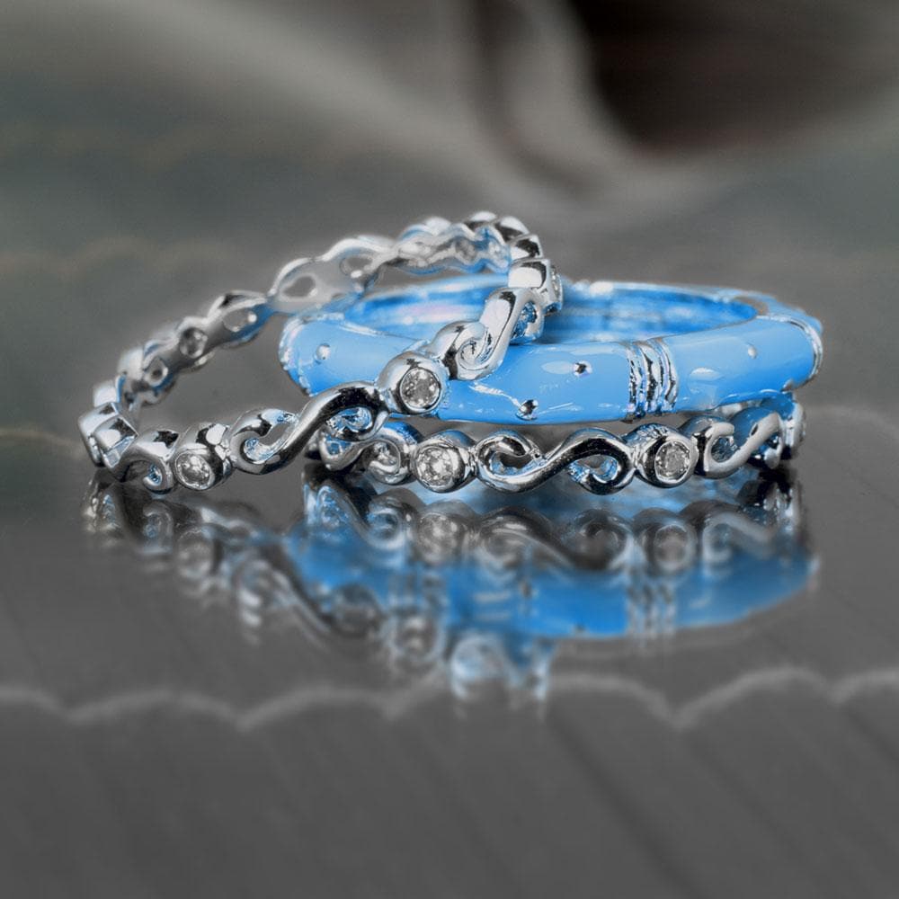 Ming Enamel Stacker Blue Rings - Image 2