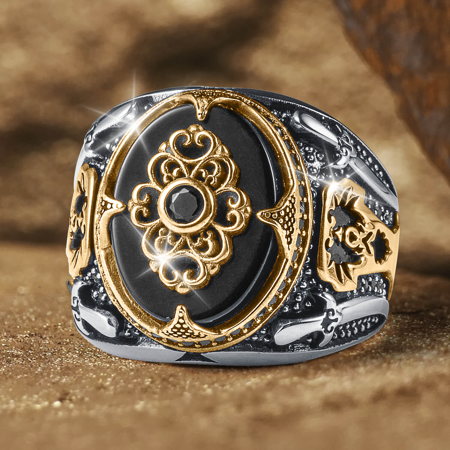 Noir Agate Men's Ring - Image 2
