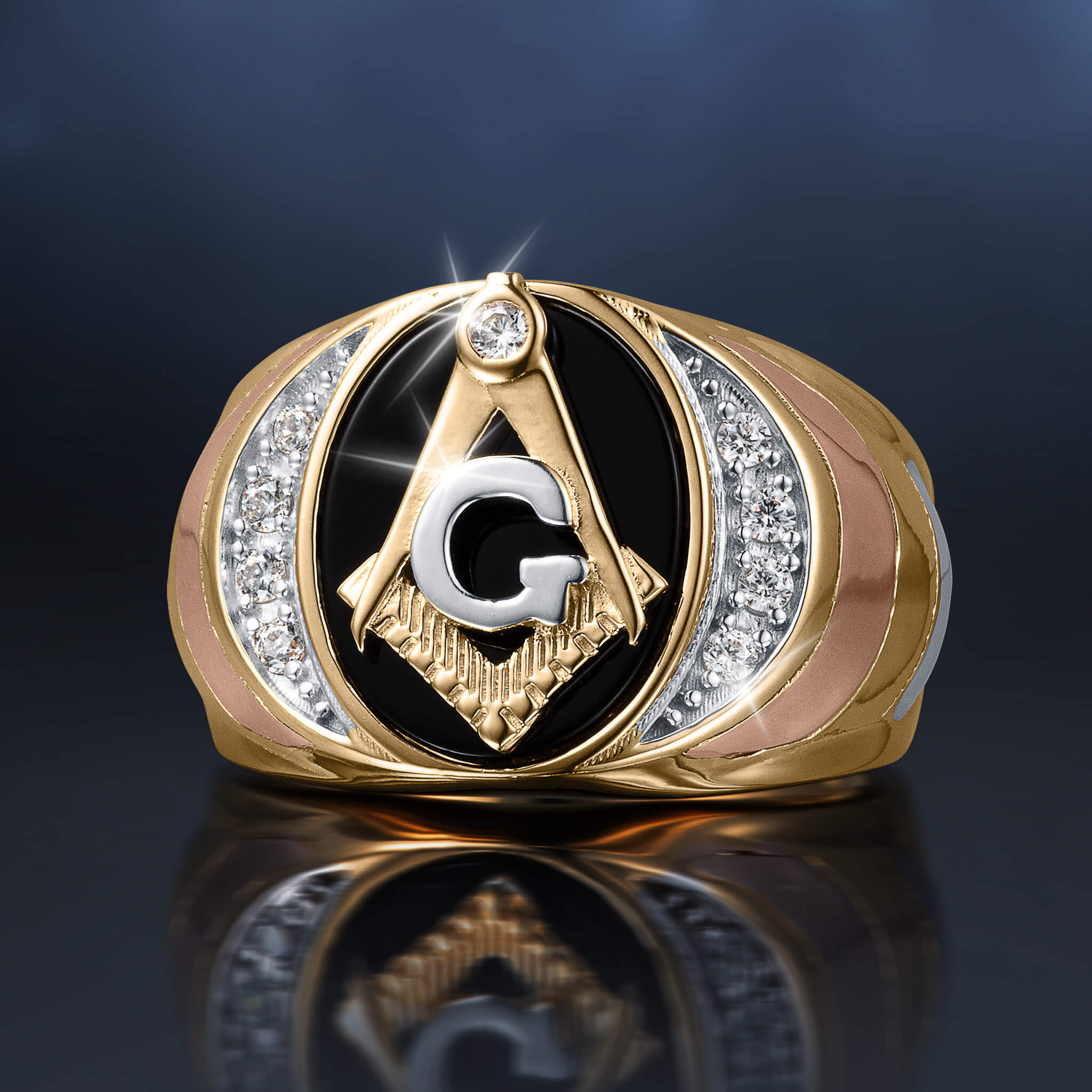 Onyx Brotherhood Freemason Men's Ring - Image 2