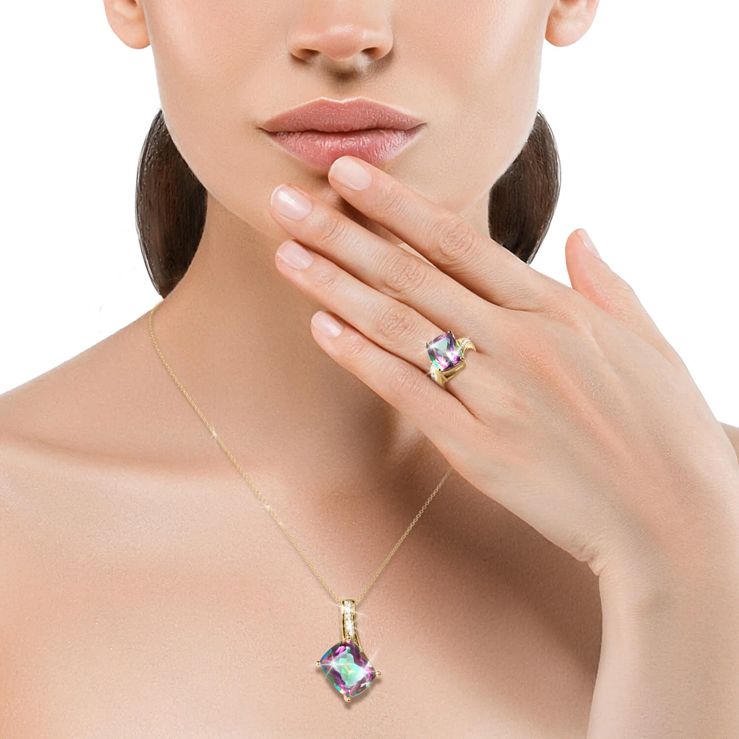 Rainbow Mystic Quartz Pendant - Image 2