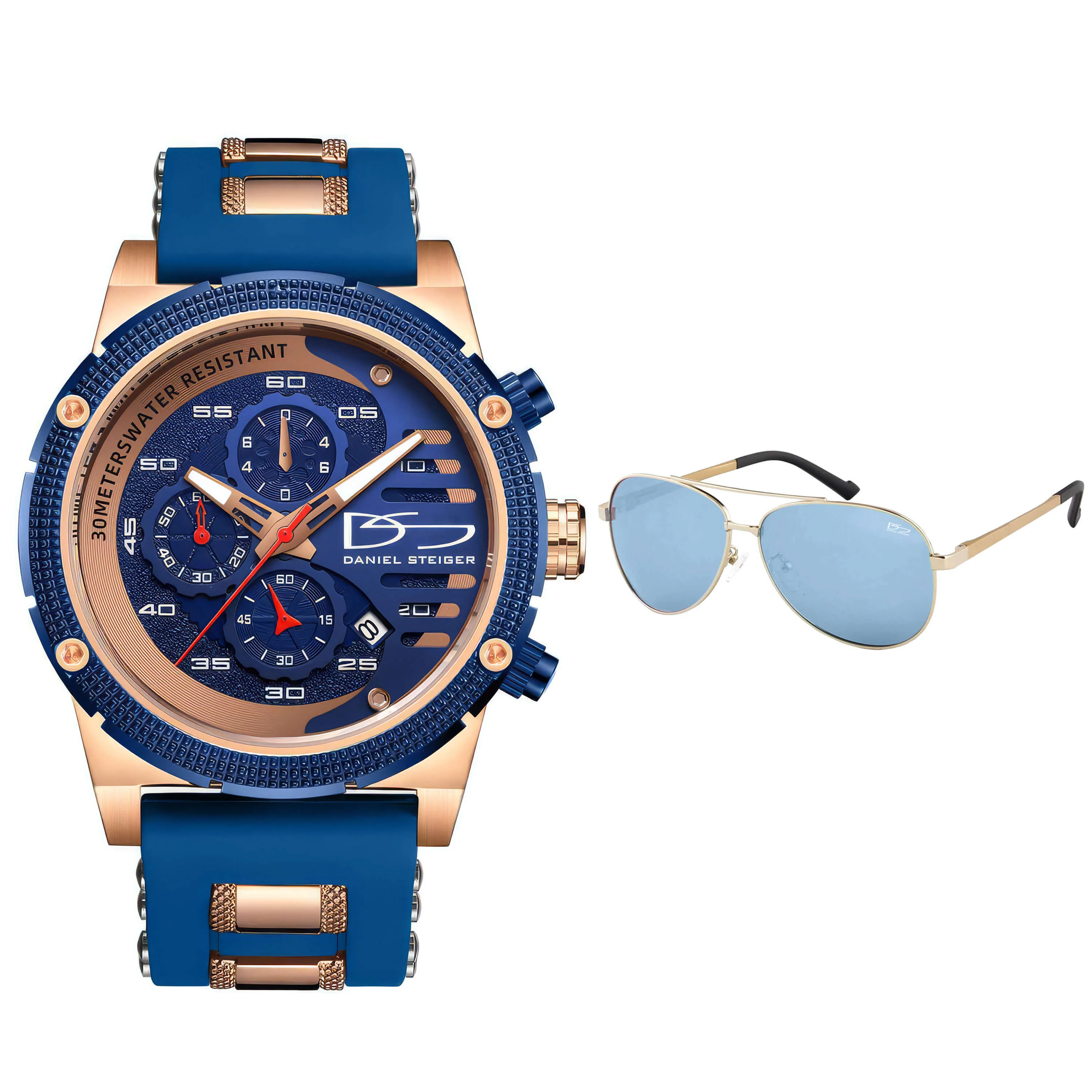 Renegade Blue Men's Watch & Aviator Sunglasses Set
