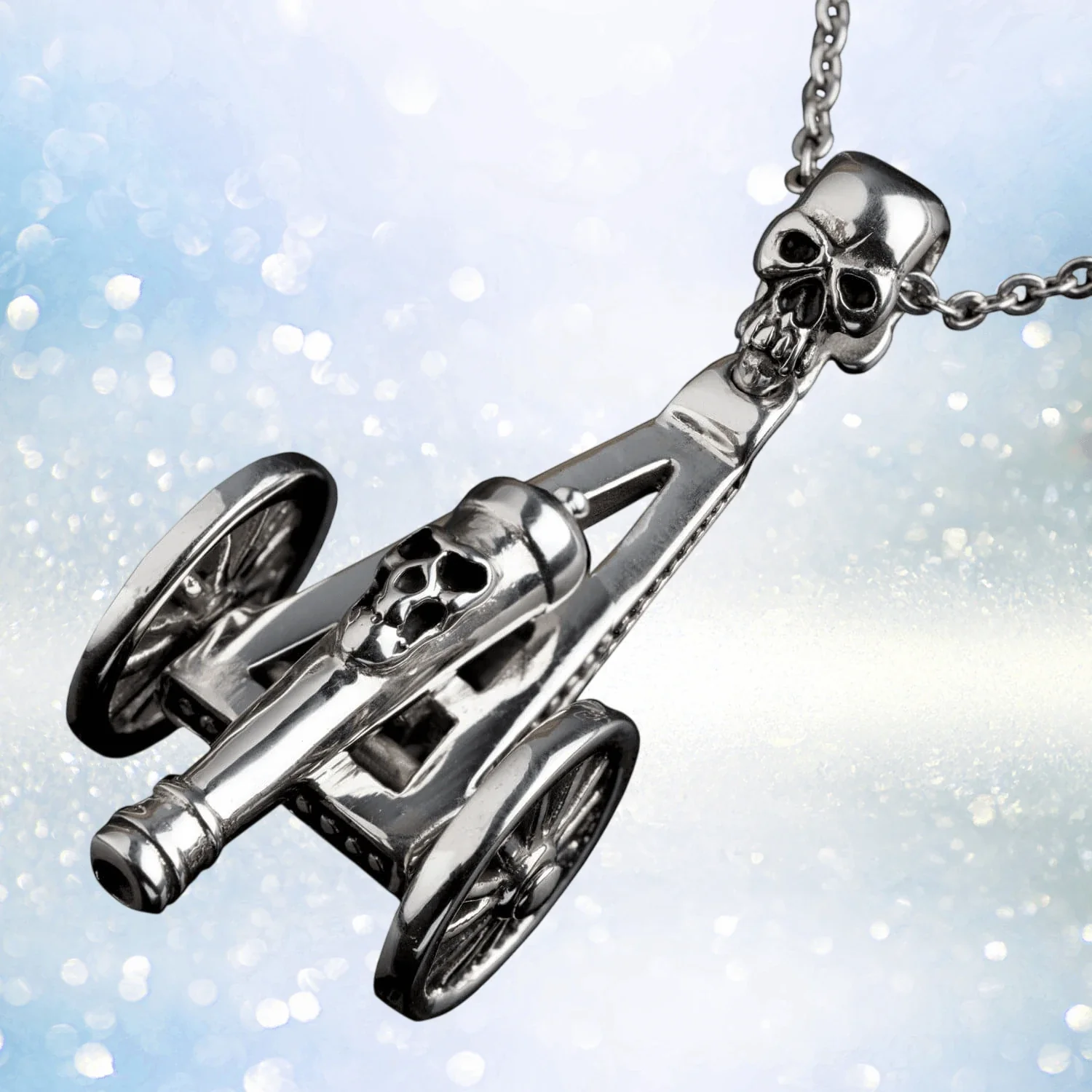 Skull Cannon Steel Pendant - Image 2