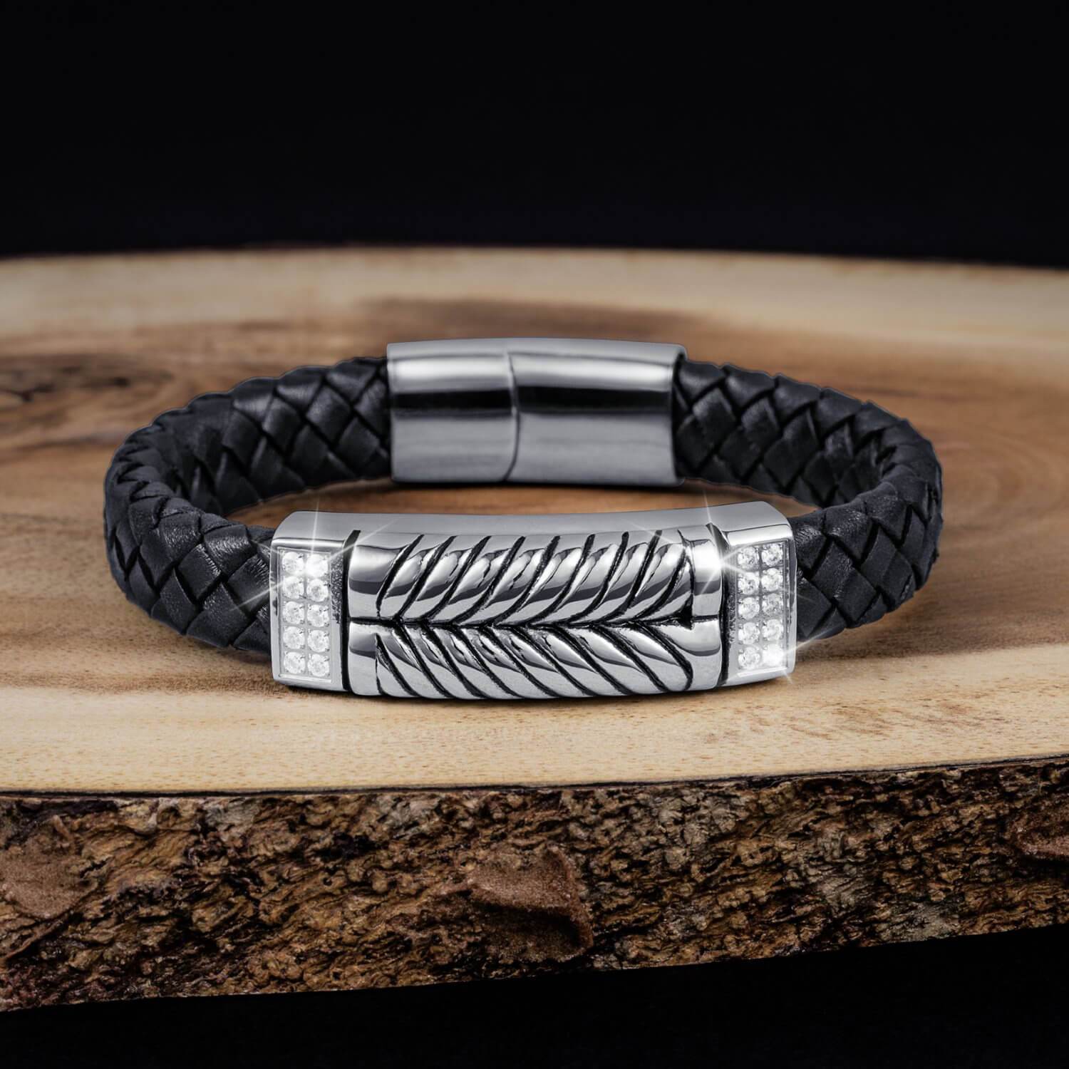 Skyline Leather Steel Bracelet - Image 2